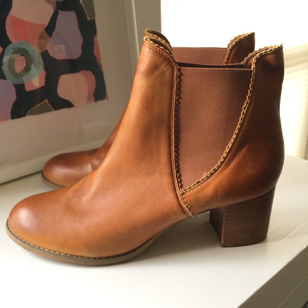 Tan leather ankle boots